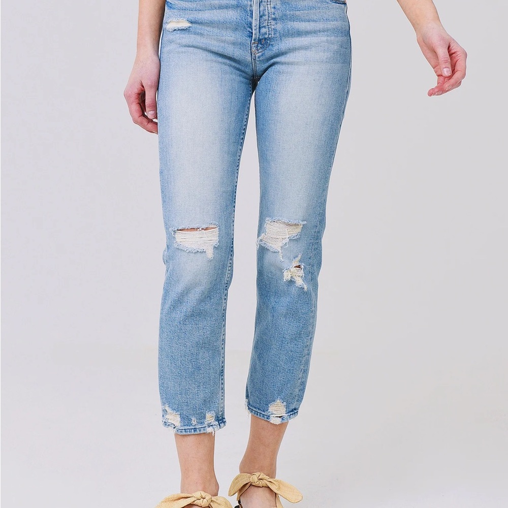 MOTHER Tomcat Jeans in distressed light blue